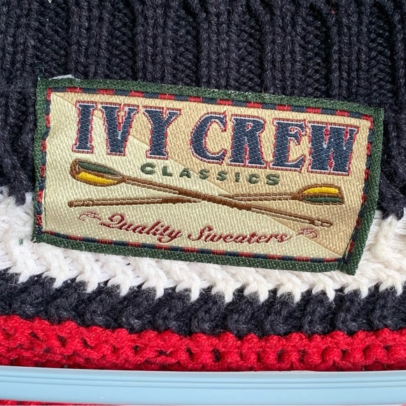 Vintage Ivy Crew Classics Stripe Sweater V-Neck Chunky Adult Size XL - Picture 4 of 6